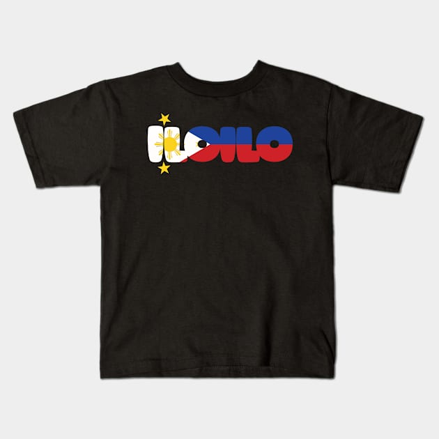 Iloilo Philippines Filippino Flag Typography Kids T-Shirt by DanielLiamGill